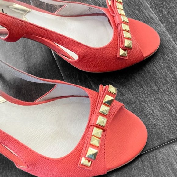 Michael Kors Hot Red Sandals Leather Heels Size 6 - Picture 9 of 14